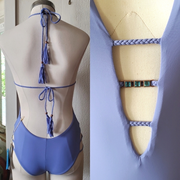 Eco Peace Peach Blossom Lilac Swimsuit S - Picture 3 of 4